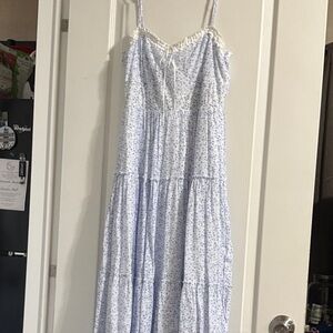 Trixxi White and Blue Floral Maxi Dress